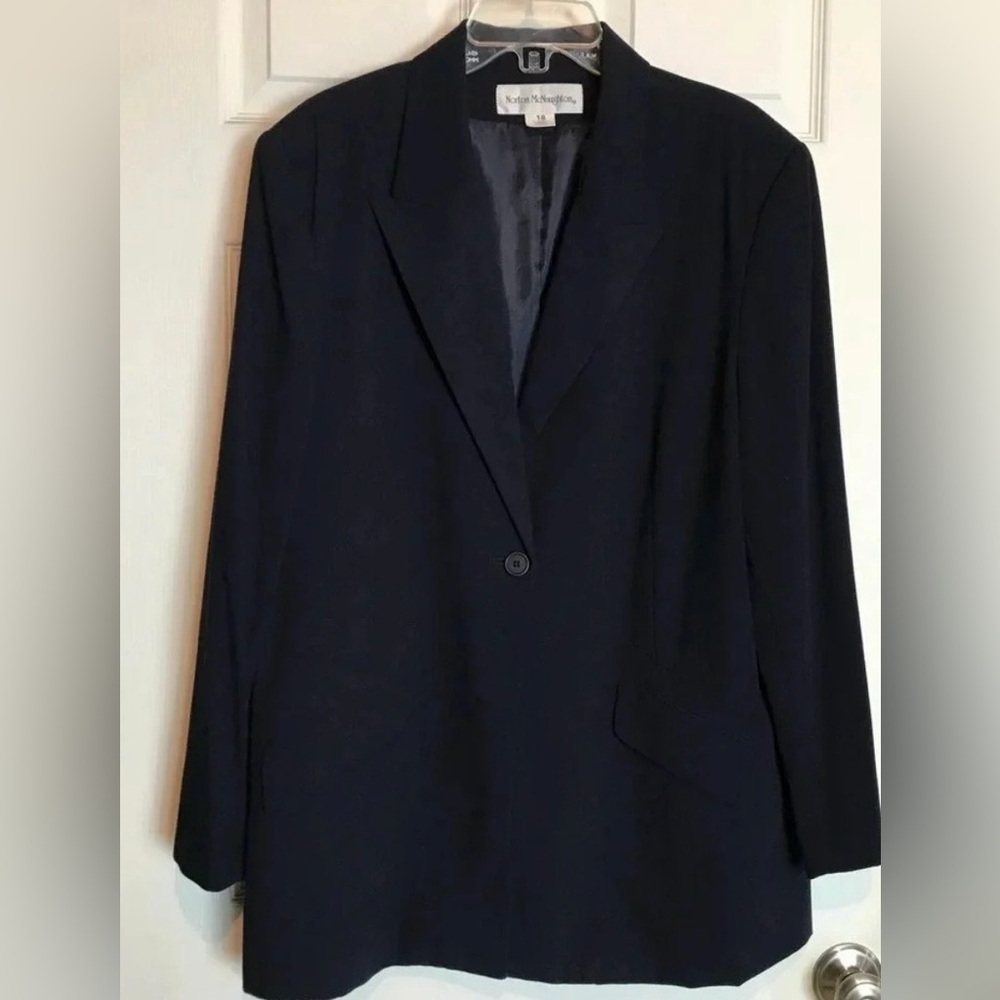 Norton McNaughton Women’s Blazer Size 18 Navy Blue GUC Vintage 90s Work